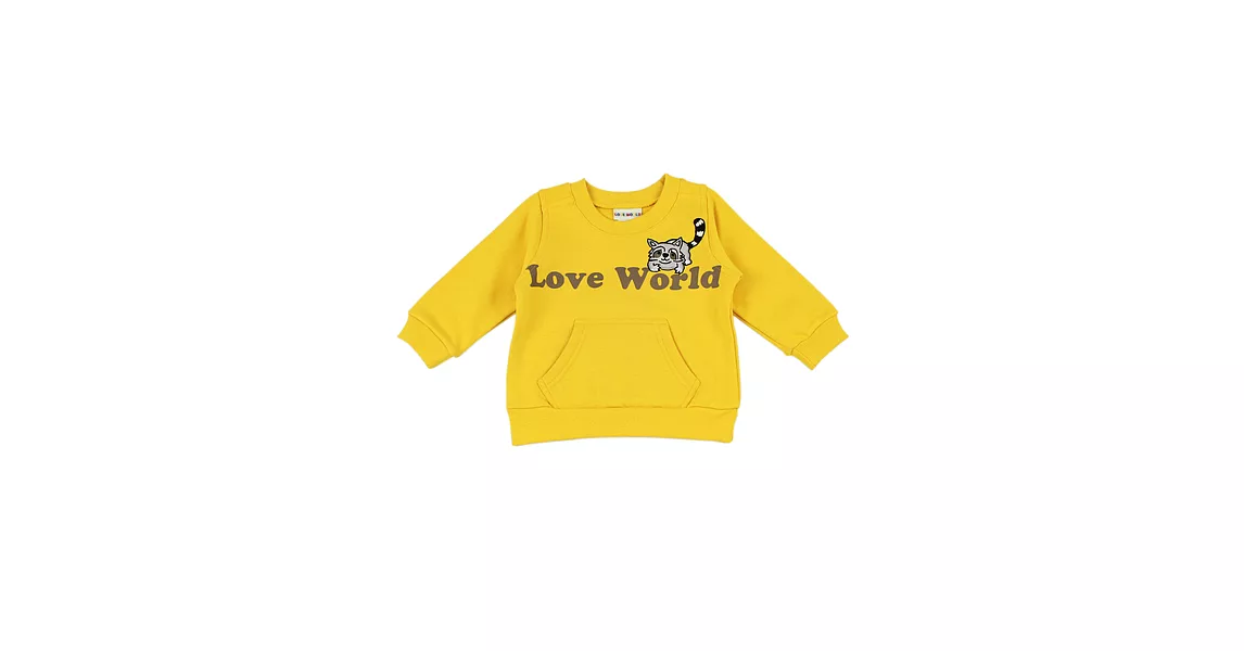 【愛的世界】LOVEWORLD小浣熊系列羅紋領長袖上衣-台灣製-80芥黃色