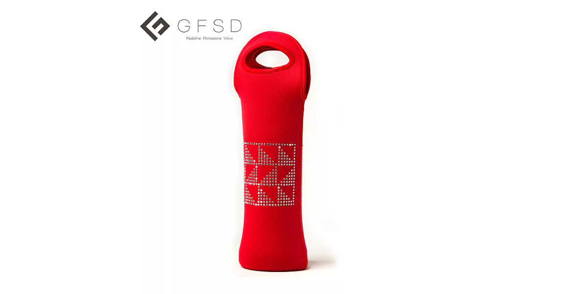 【GFSD】璀璨奧地利水鑽酒袋-幾何格紋經典紅