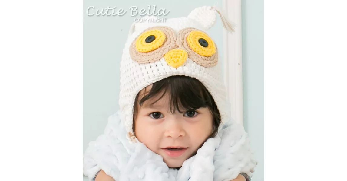 Cutie Bella手工編織帽Owl-Cream/Yellow Eyes(幼童款)