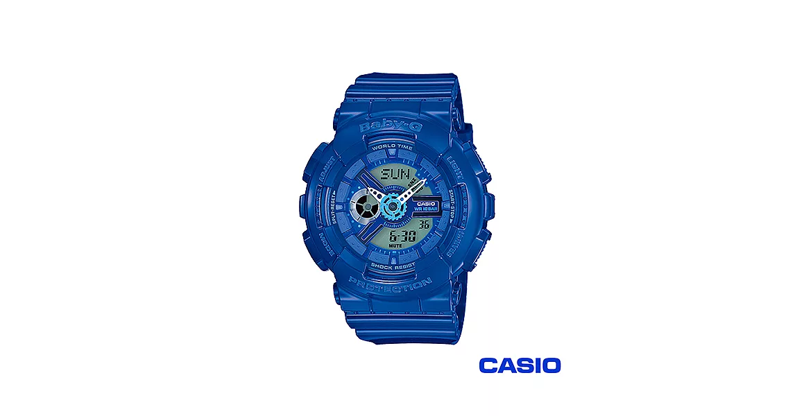 【CASIO】 G-SHOCK BABY-G 夏日街頭機械風活力女孩運動錶-藍 BA-110BC-2ADR