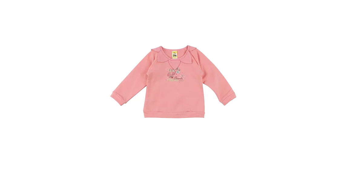 【愛的世界】MYBABY小兔花園系列花瓣領口長袖上衣-台灣製-95粉紅色