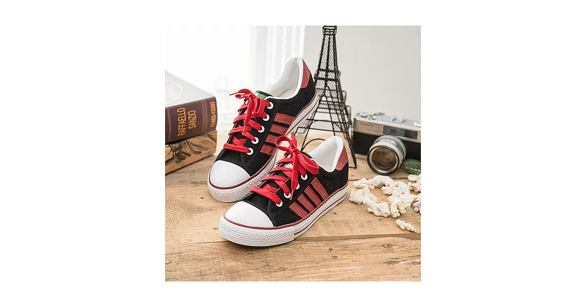 中國強 MIT 經典休閒帆布鞋CH81黑紅(男鞋)35黑紅