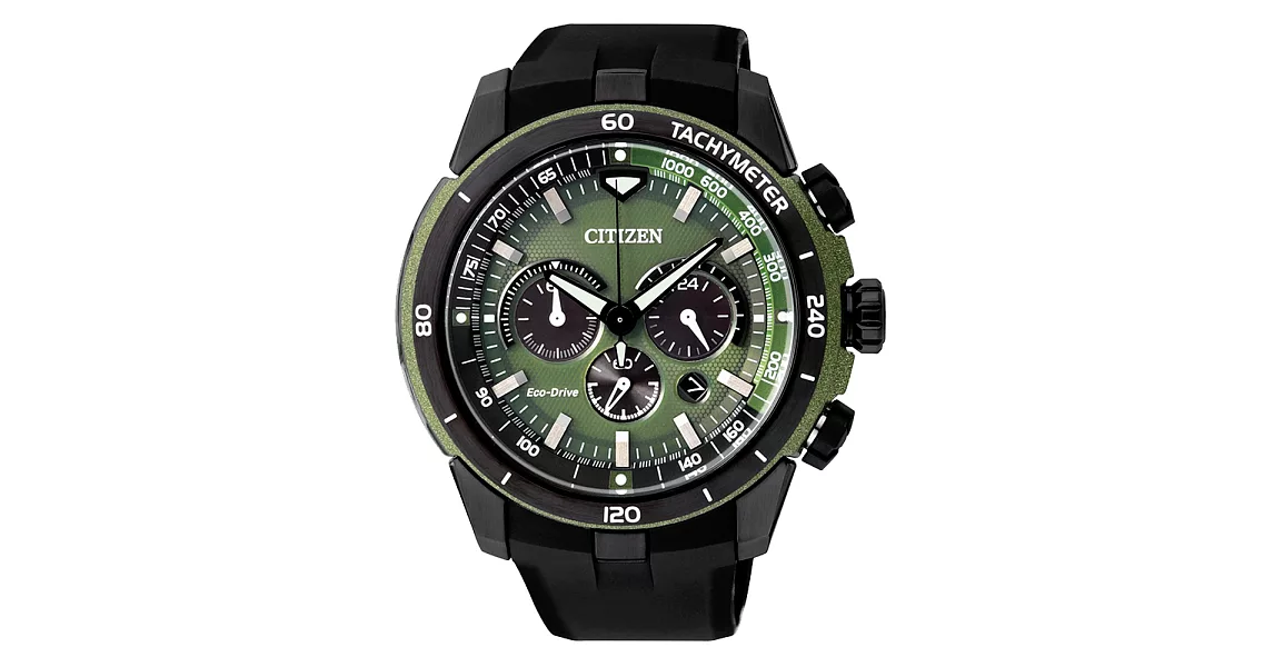 CITIZEN Eco-Drive 名駒悍將計時腕錶-綠