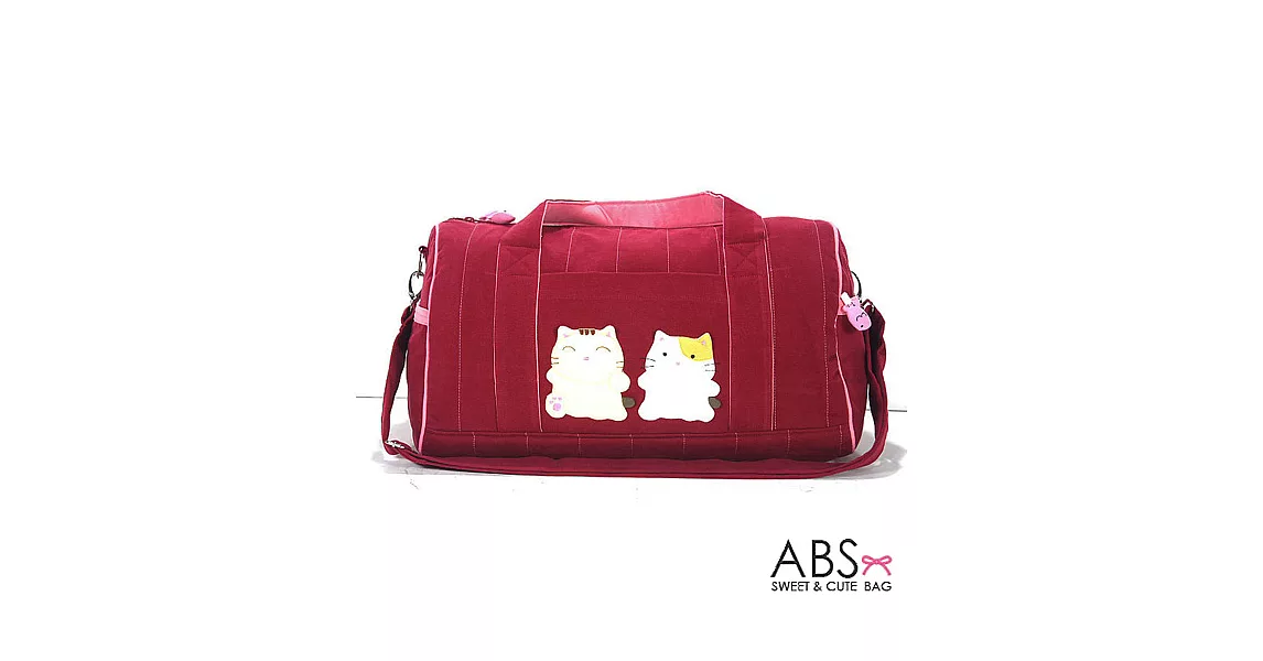 ABS貝斯貓 好朋友貓咪拼布 短期旅程行李袋 (可愛紅) 88-130