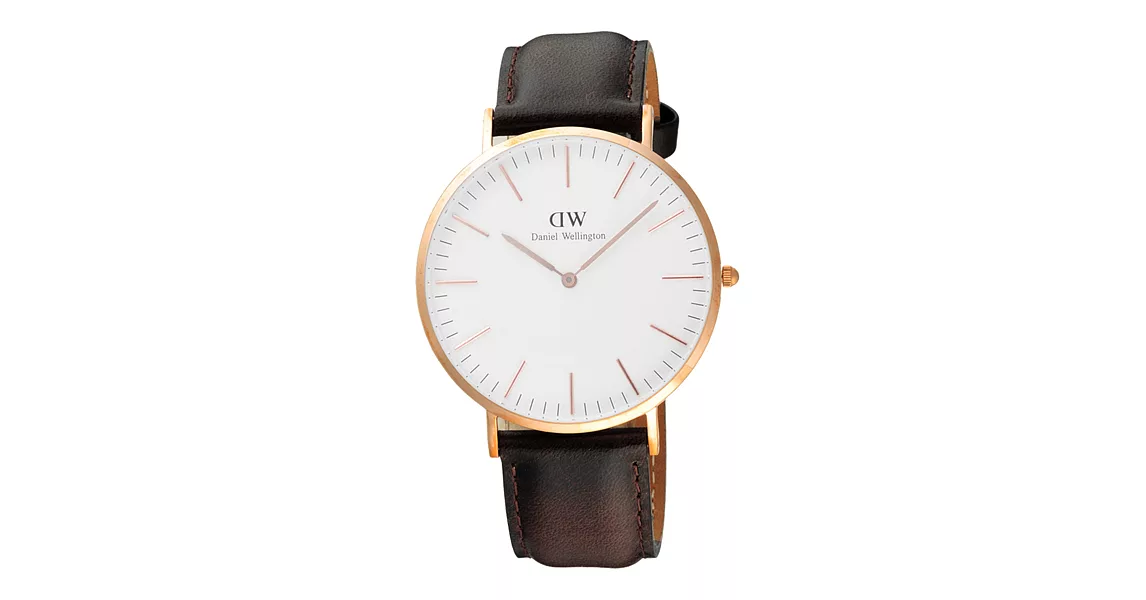 Daniel Wellington Bristol經典時尚皮帶男錶-玫瑰金框x咖啡