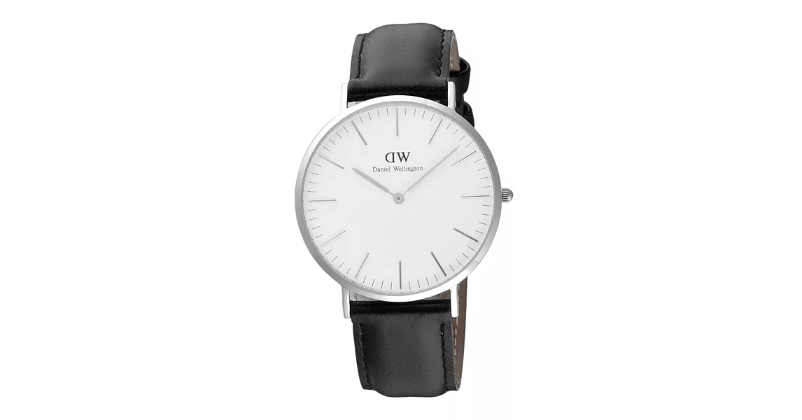 Daniel Wellington Andrews經典時尚皮帶男錶-銀框x黑