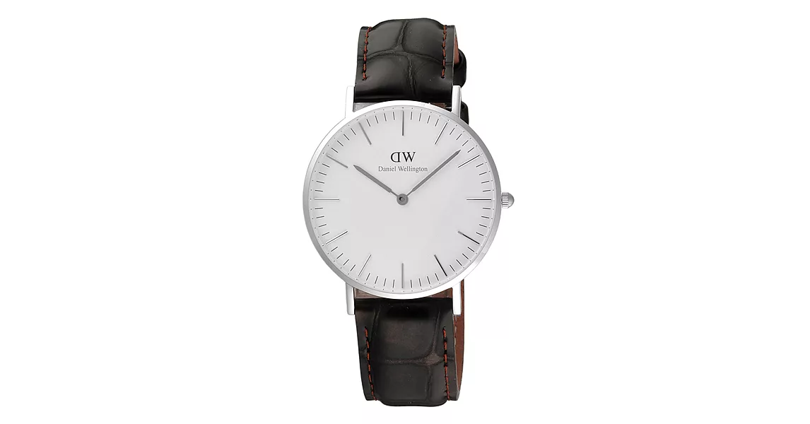 Daniel Wellington York風潮時尚皮帶女錶-銀框x黑