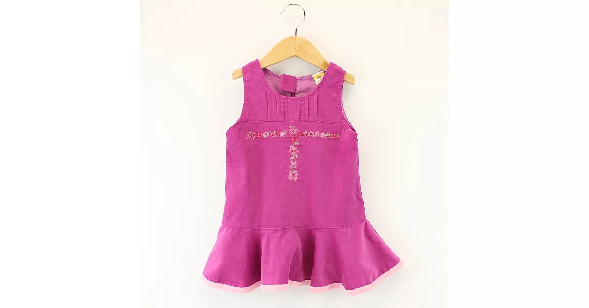 愛的世界 純棉細條絨背心洋裝115紫色