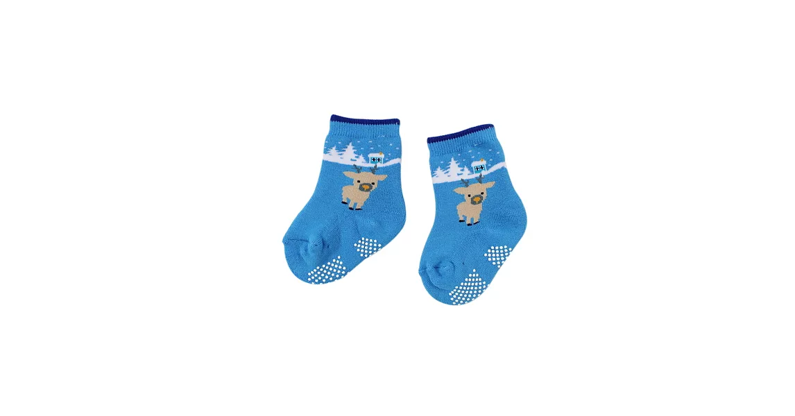 愛的世界 可愛小鹿止滑透氣毛巾襪-台灣製-7藍色