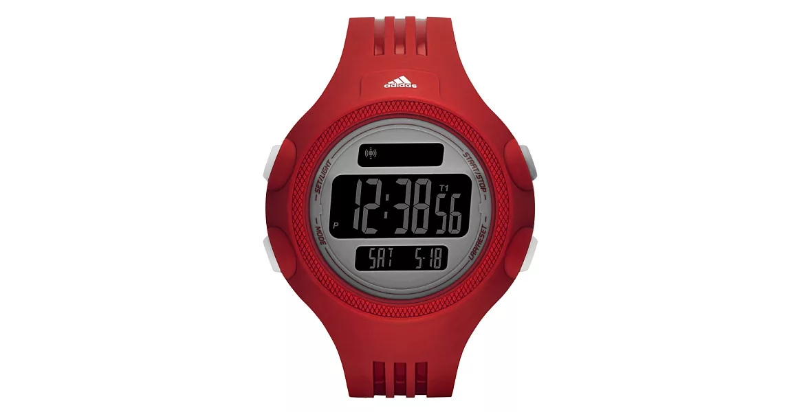 adidas 勁戰狙擊大面板電子腕錶-灰x紅