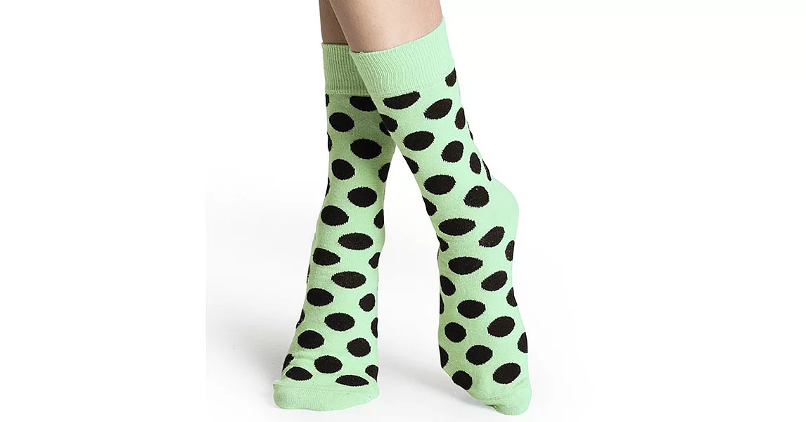 『摩達客』瑞典進口【Happy Socks】淡綠黑圓點中統襪                              41-46