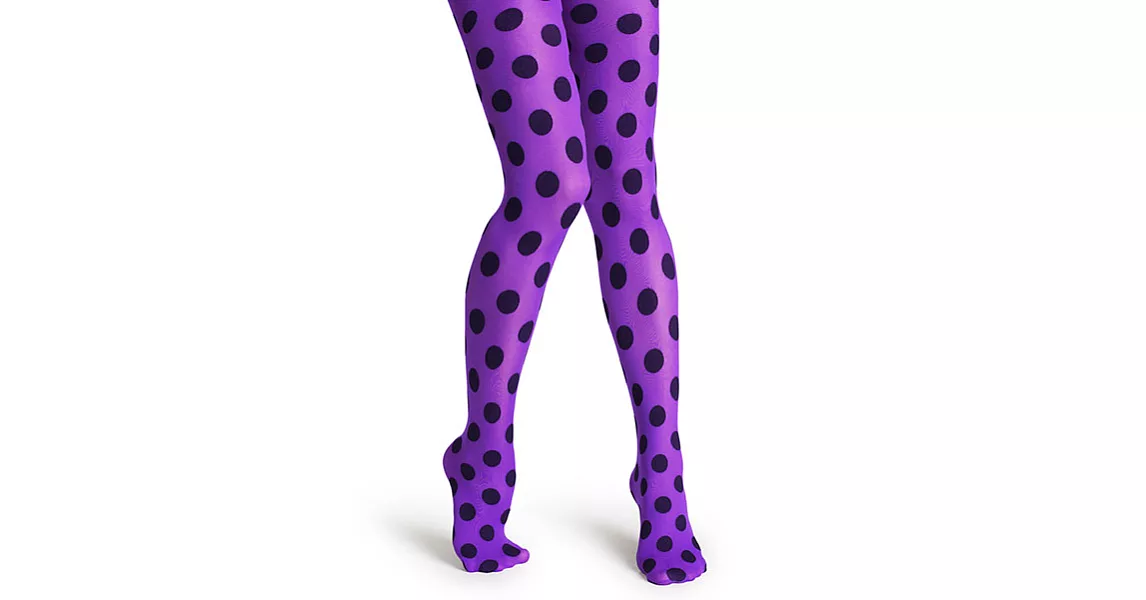 『摩達客』瑞典進口【Happy Socks】紫色圓點彈性褲襪                              M