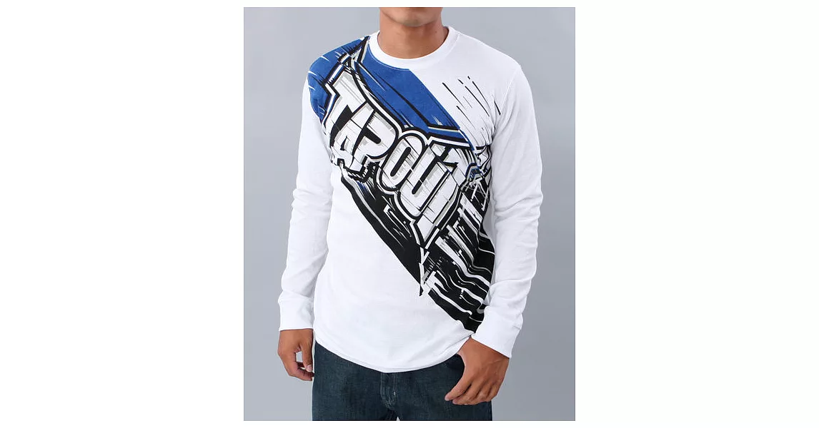 『摩達客』美國進口超人氣【Tapout】 Zapp 白色長袖T恤A-M