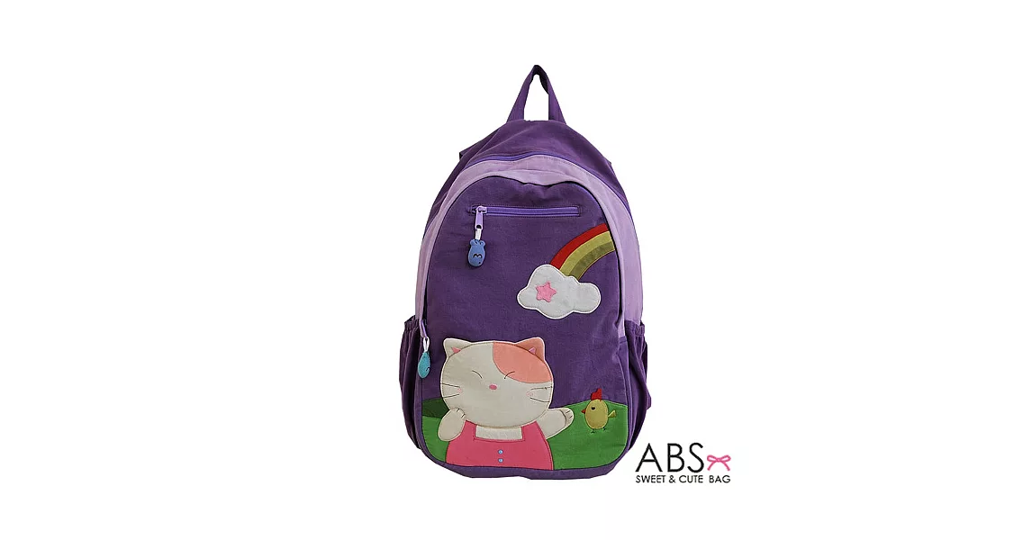 ABS貝斯貓 Rainbow＆Cat  拼布雙肩後背包 (葡萄紫) 88-169