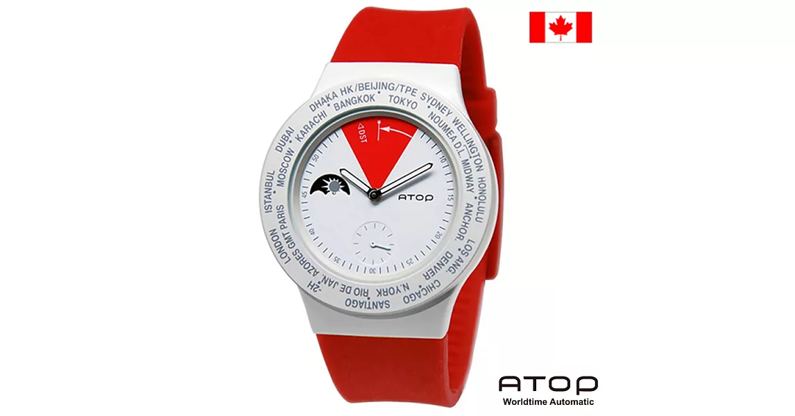 ATOP｜世界時區腕錶－24時區國旗系列(加拿大)
