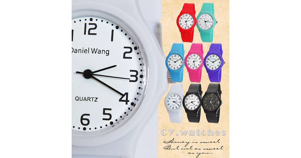 Daniel Wang 4118-日系 馬卡龍輕薄數字學生錶-牛奶白
