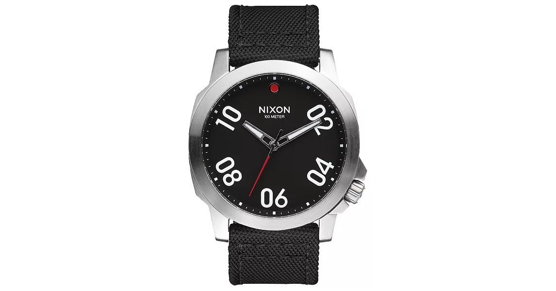 NIXON RANGER星際領航員時尚潮流腕錶-銀框黑x帆布帶