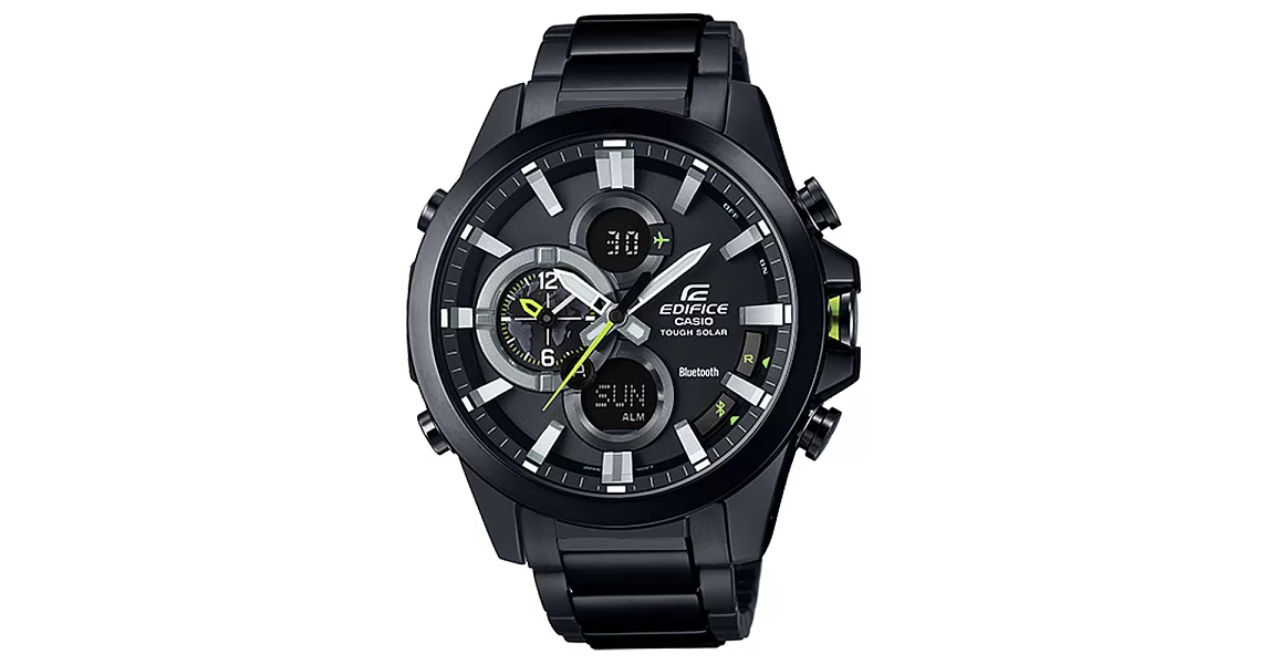 CASIO EDIFICE 精煉燃鋼計時藍芽賽車腕錶-黑