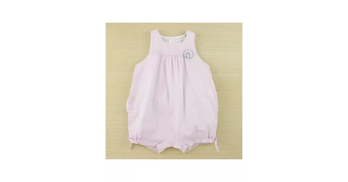 【愛的世界】清涼格紋衣連褲-台灣製-80淺粉色
