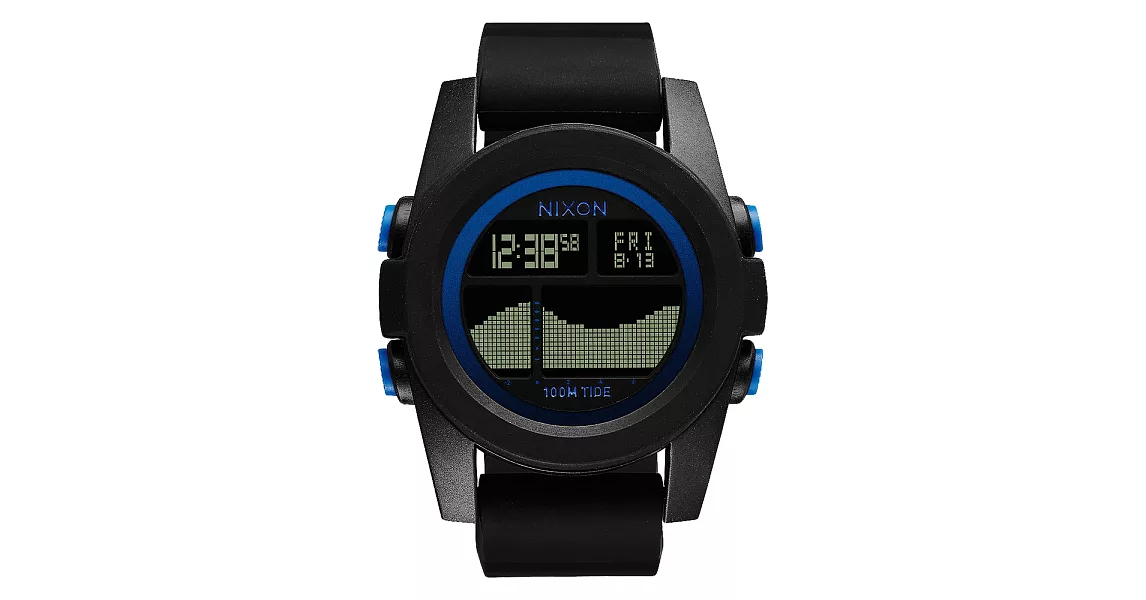 NIXON Unit Tide 飆悍美式軍風運動腕錶-藍框黑