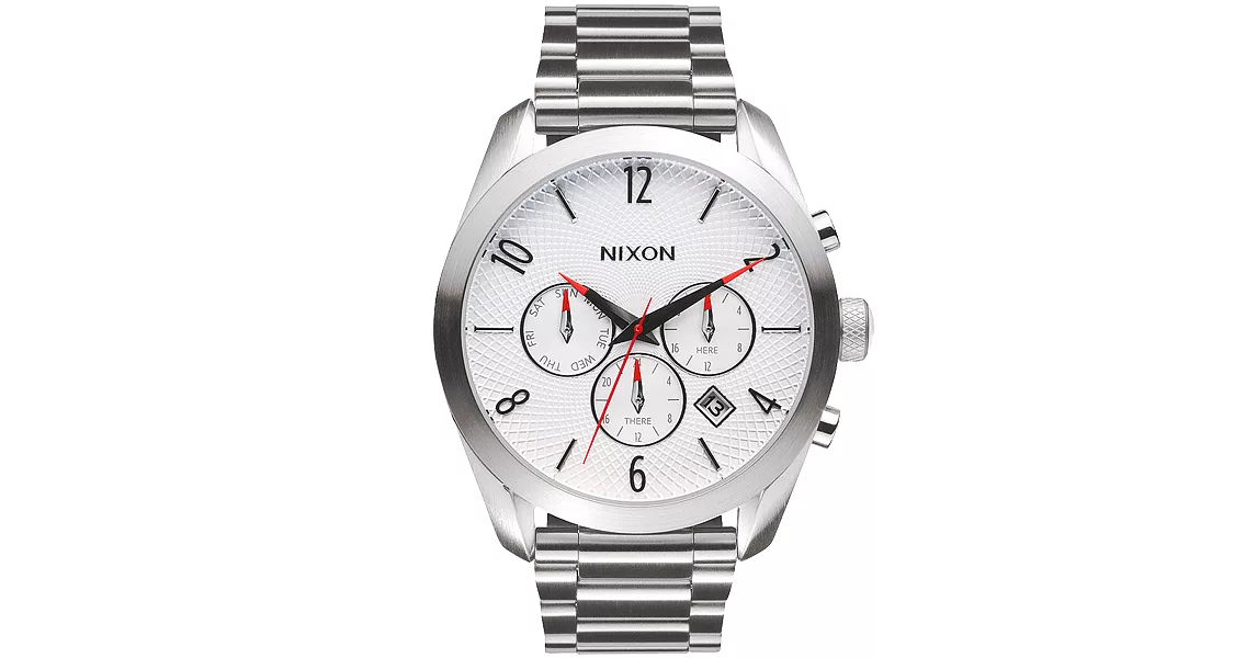 NIXON BULLET CHRONO先鋒計時網紋腕錶-白X銀