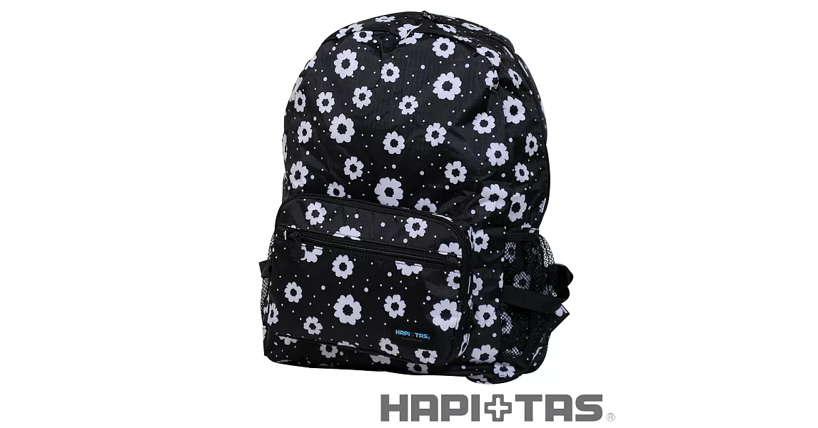 HAPI+TAS 摩登花朵摺疊後背包-黑