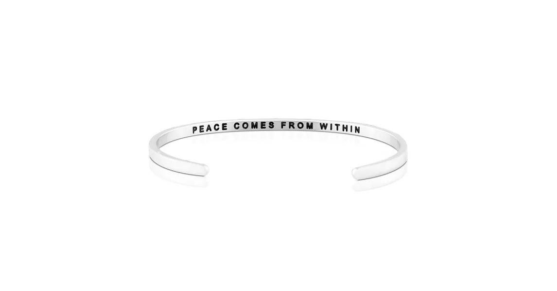 MANTRABAND 美國悄悄話手環 Peace Comes From Within 寧靜來自內心 銀色