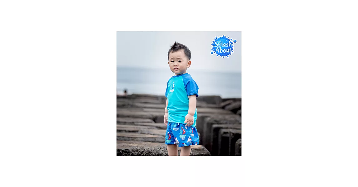 潑寶 Splash About - Kid Board Shorts 兒童抗UV海灘褲 - 普普風帆船 1-4歲1-2歲