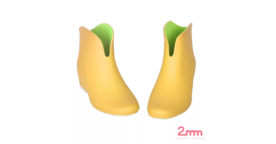 【2mm】玩色系V型時尚 內增高短筒雨靴/雨鞋36(檸檬黃)