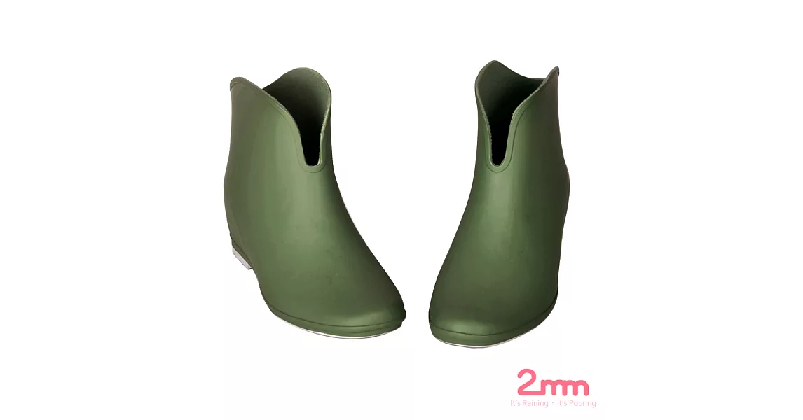 【2mm】玩色系V型時尚 內增高短筒雨靴/雨鞋37(橄欖綠)