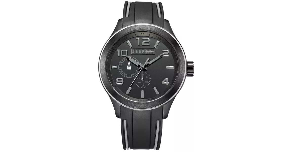 【Jeep Spirit】炫彩系列運動潮流腕錶 (黑/灰 JPS80102)