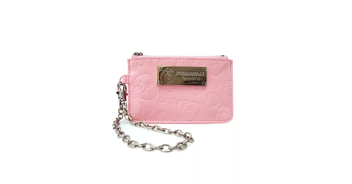 11.5*8CM KUMATAN 鏡面皮票夾錢包 淺粉