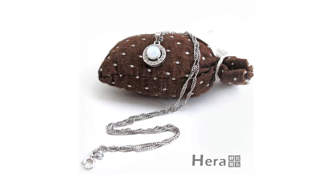 【Hera】簡約時尚白月光石項鍊/墜子/珠寶(純銀鍍K)