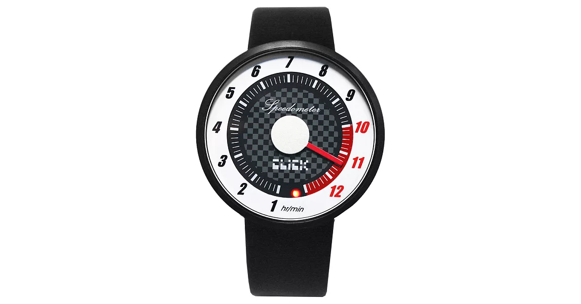 CLICK 飆速儀表個性皮帶錶-黑框白
