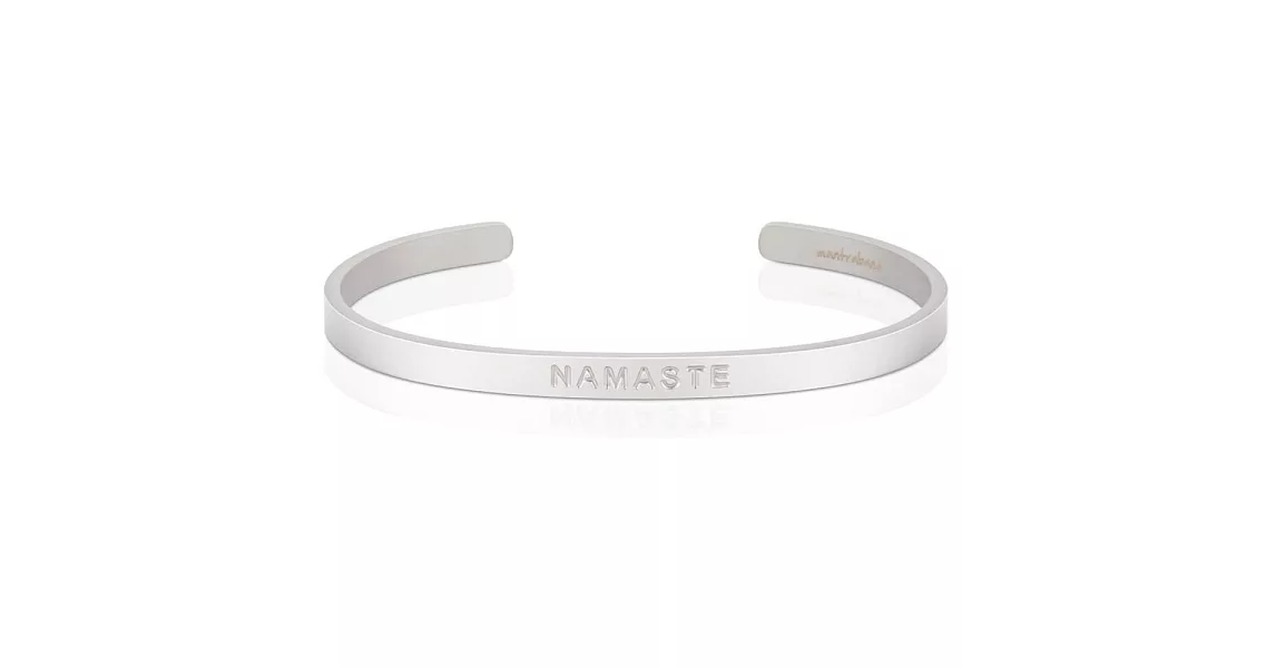 MANTRABAND 美國悄悄話手環 NAMASTE 虔誠致意 寬版 男款 銀色