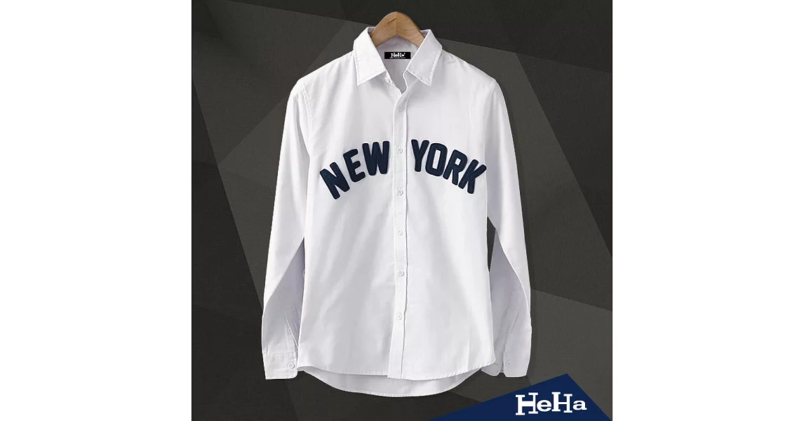 襯衫純棉拼布字母修身長袖襯衫三色-HeHa-M（白色）