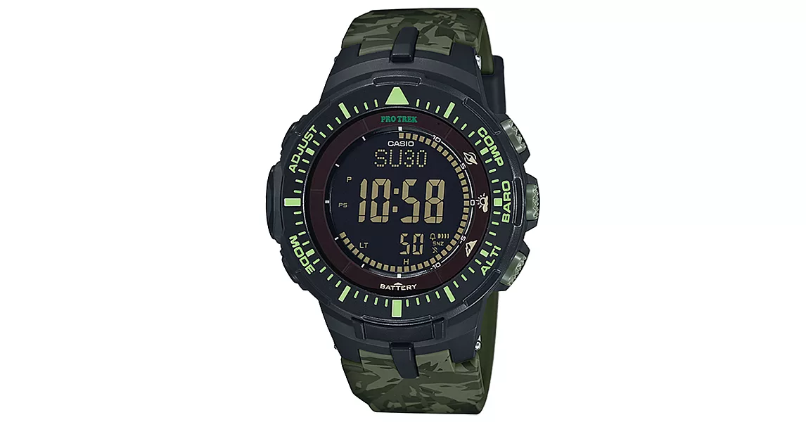 CASIO PRO TREK 馬雅叢林太陽能登山錶-綠