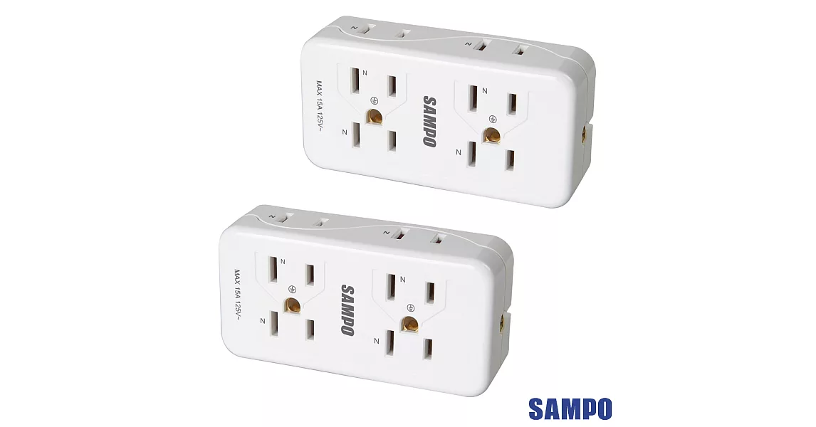 SAMPO 聲寶6座2+3孔擴充座-2入裝 EP-UA6BM