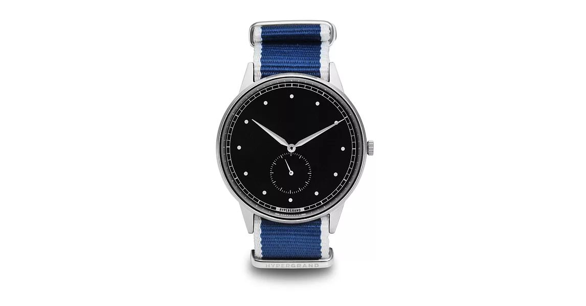 HYPERGRAND - SIGNATURE Silver Black Straight Jacquard Blue/小秒針系列 - 銀黑錶盤藍斜紋 手錶