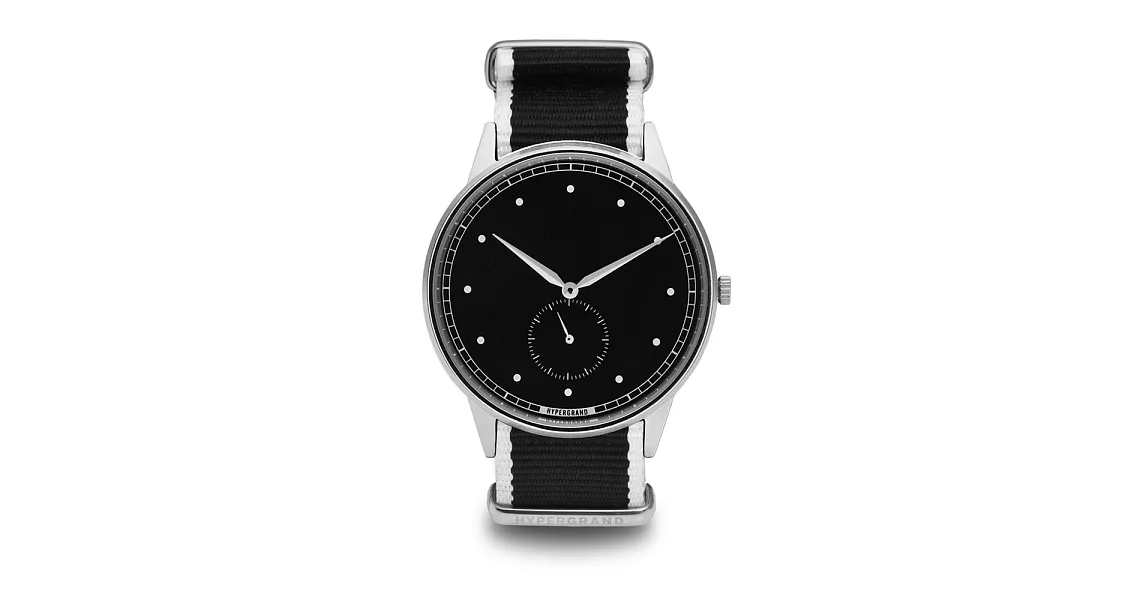 HYPERGRAND - SIGNATURE Silver Black Straight Jacquard Mono/小秒針系列 - 銀黑錶盤黑白斜紋 手錶