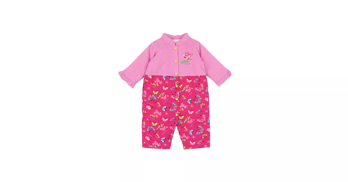 【愛的世界】SUPERMINI花與蝶系列純棉舖棉衣連褲-台灣製-80黃色