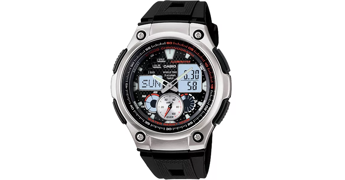 CASIO   極速快感計時賽車腕錶-紅X黑