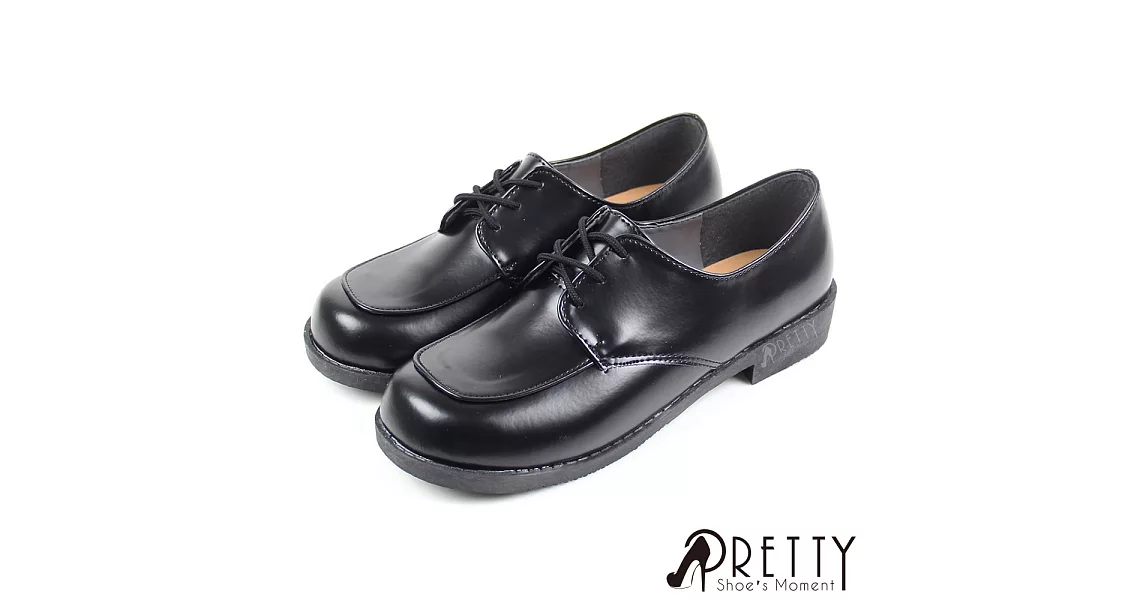 【Pretty】優質綁帶低跟學生皮鞋(女款)24黑色