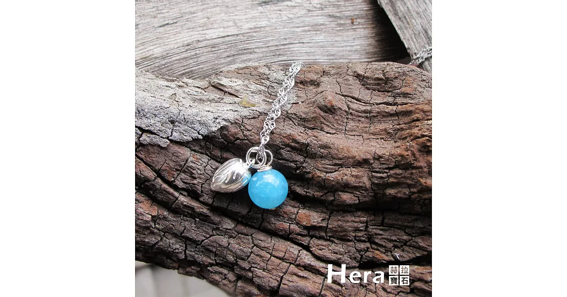 【Hera】925純銀手作天然海藍寶花苞項鍊/鎖骨鍊(海藍寶)