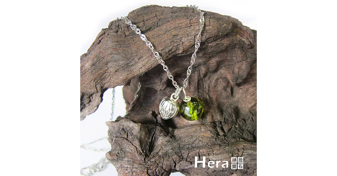 【Hera】925純銀手作天然橄欖石花苞項鍊/鎖骨鍊(橄欖石)