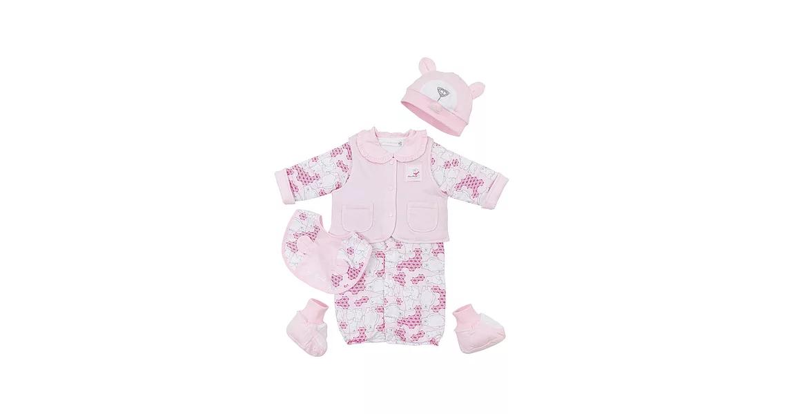 【愛的世界】鋪棉兩用嬰衣禮盒-台灣製-6M淺粉色
