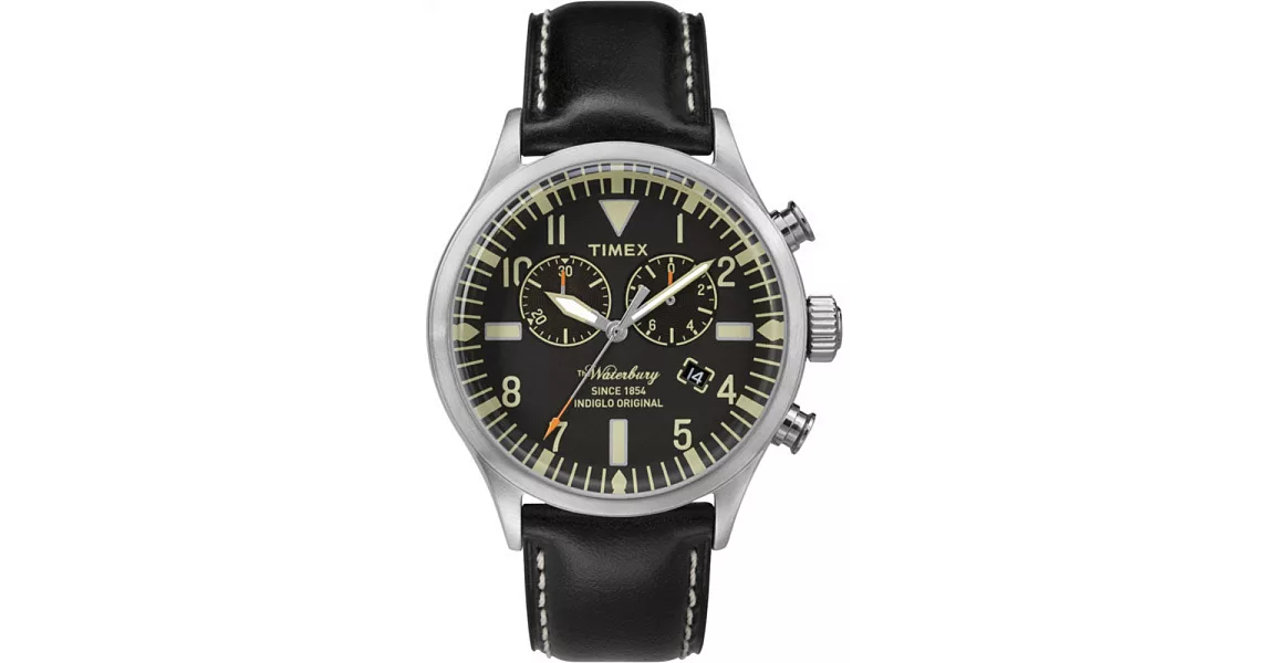 【TIMEX 】天美時雙眼計時腕錶Waterbury Chronograph系列 (黑面/黑色帶 TXT2P64900)