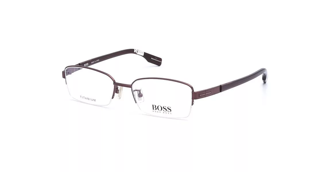 【大學眼鏡】BOSS 簡約半框平光眼鏡6526J-L8N紅