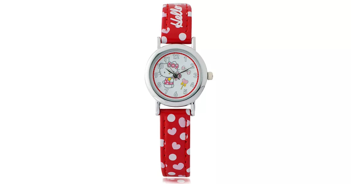 Hello Kitty KT004L 三麗鷗正版授權 繽紛甜心糖果造型皮帶錶-紅色