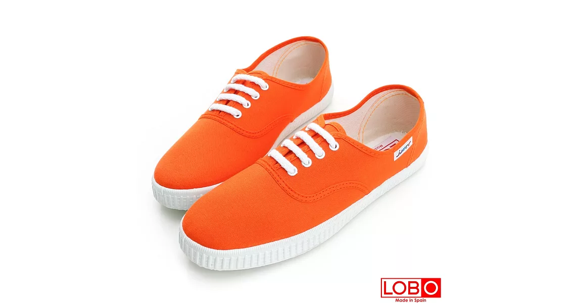 【LOBO】西班牙百年品牌Bambas環保膠底休閒鞋-橘色 情侶親子款34橘色